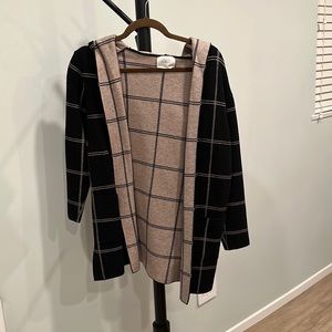 Zara womens two tone camel/black pattern jacket long (girls 11-12)